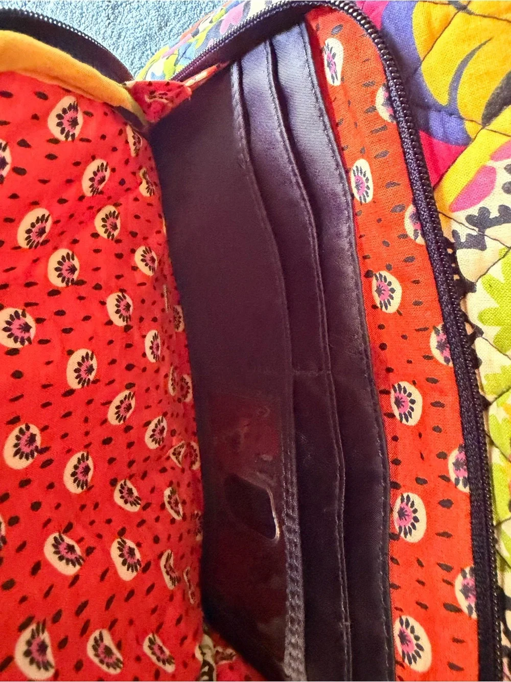 Vera Bradley Quilted Crossbody in Pink, Yellow, Green & Navy Floral